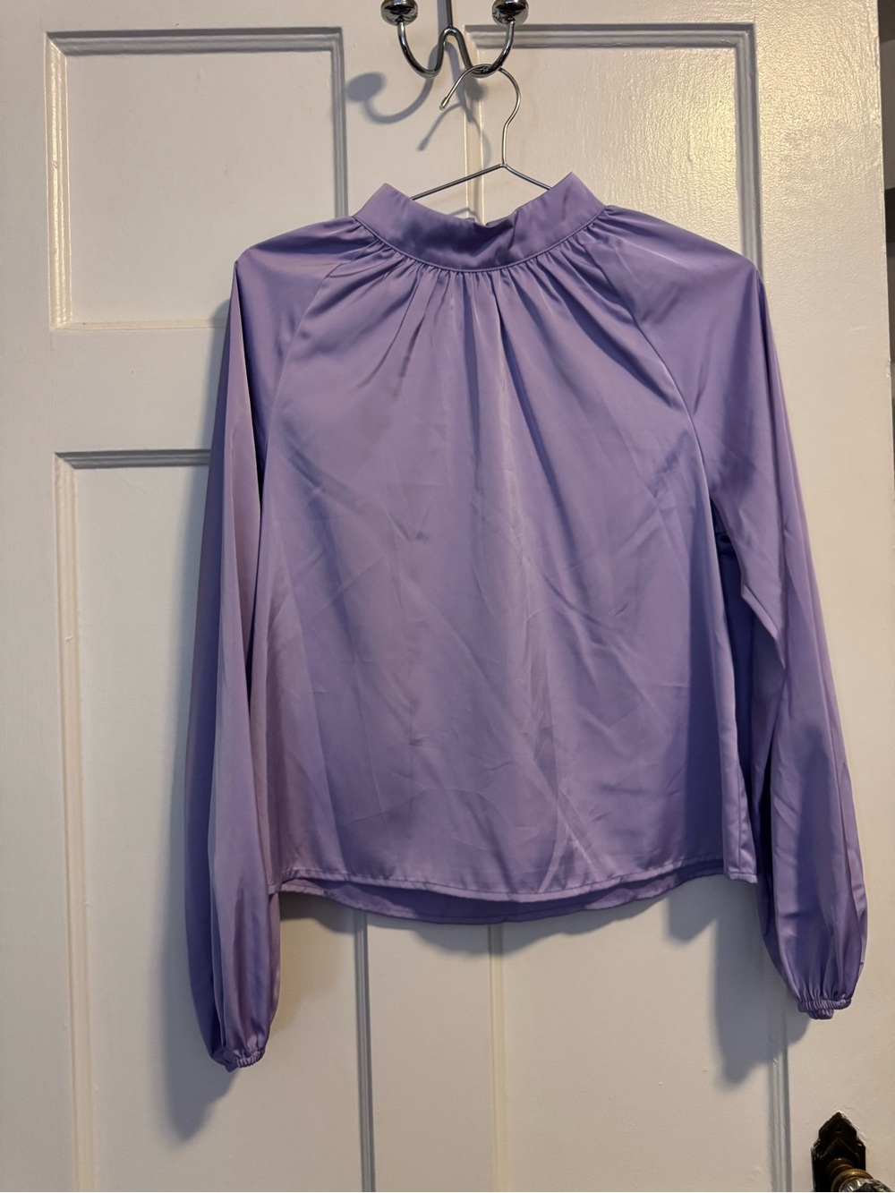 Lavender High-Neck Long-Sleeve Women’s Blouse